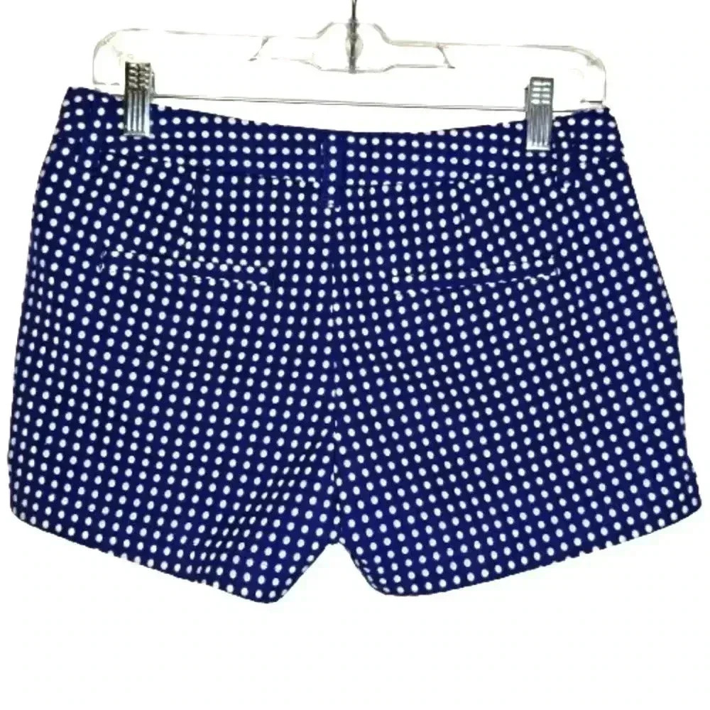 Merona Blue Polka Dot Short Shorts Size 4 Cuffed Cotton Blend Summer Casual Chic - Picture 7 of 13
